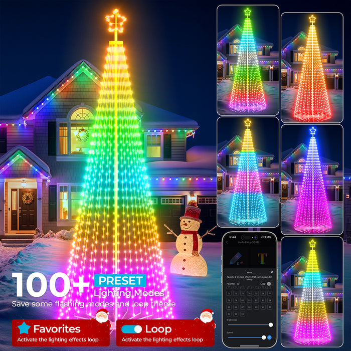 12-ft Christmas Cone Tree with Programmable RGB Fairy Lights
