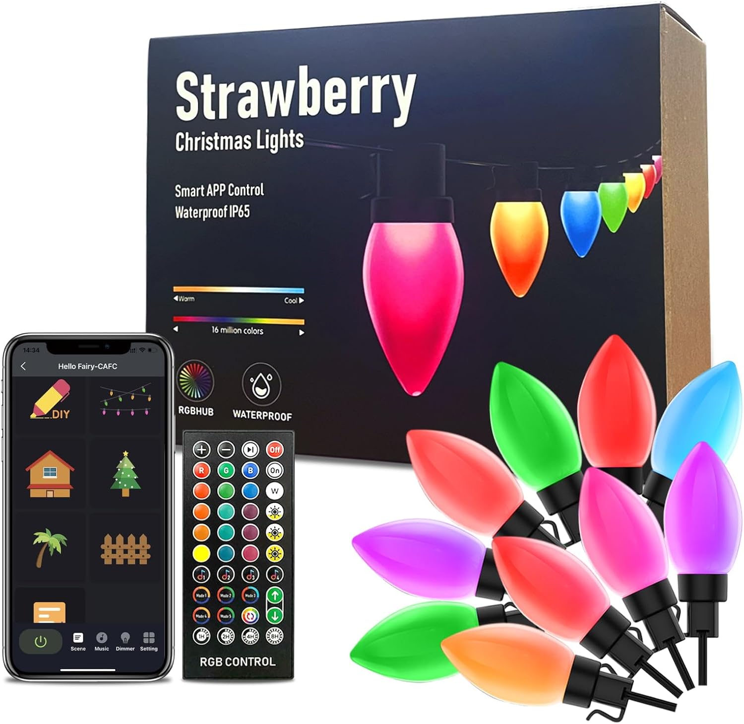 Color Chase Bluetooth APP Controlled Outdoor Holiday String Lights C9 LED  Christmas Lights Kit