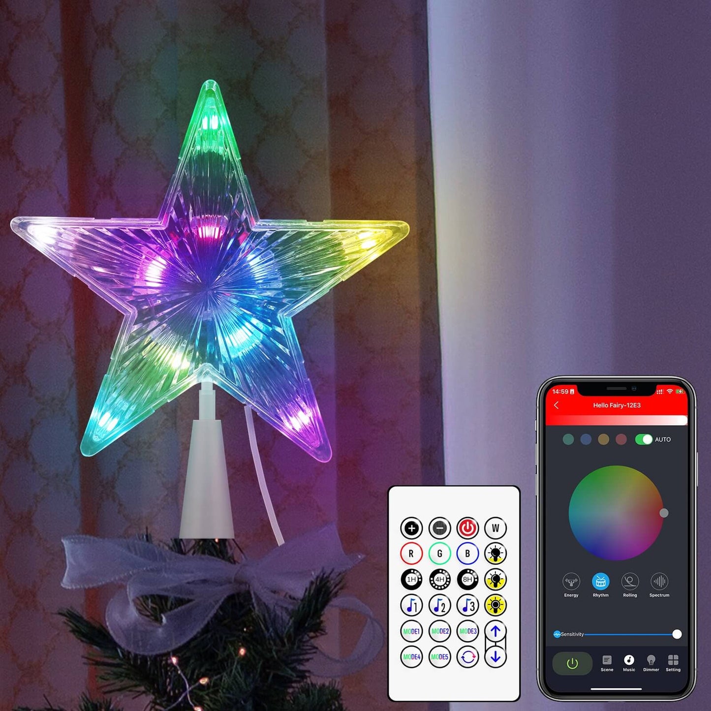 7" Christmas Star Tree Topper with Smart LED Lightings