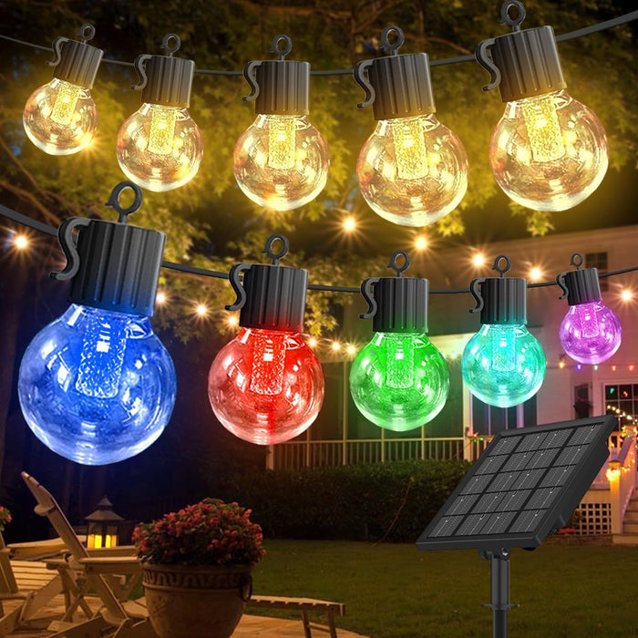 Solar String Lights Outdoor Warm White & Multicolor Hanging Lights G40 Globe 50FT 25LEDs