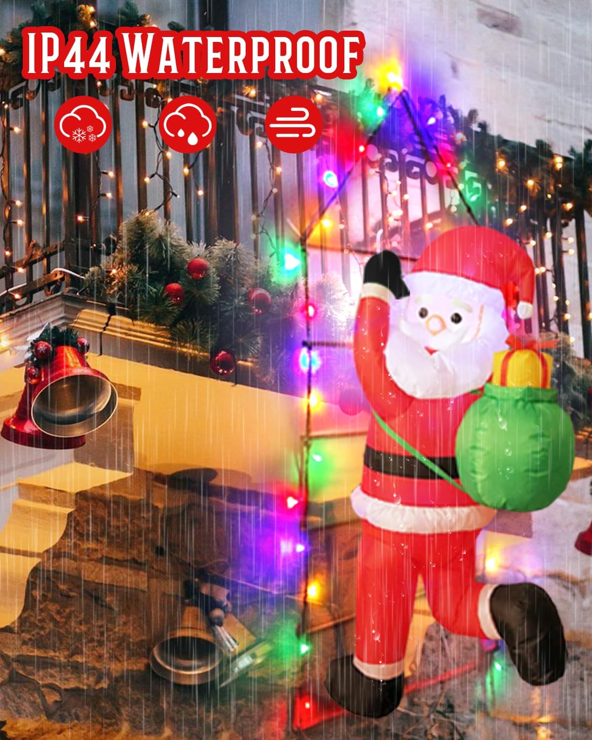 Christmas Decorative Ladder Lights with Santa Claus