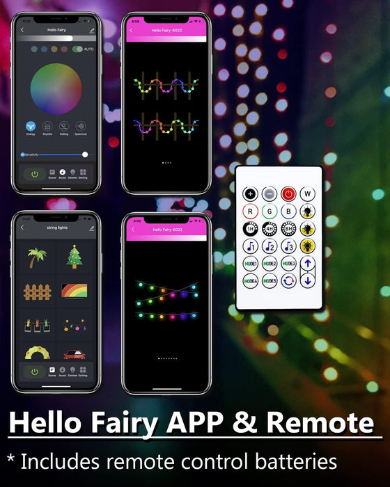 Solar String Lights App& Remote Control Patio Lights with RGB 53ft 25 LED