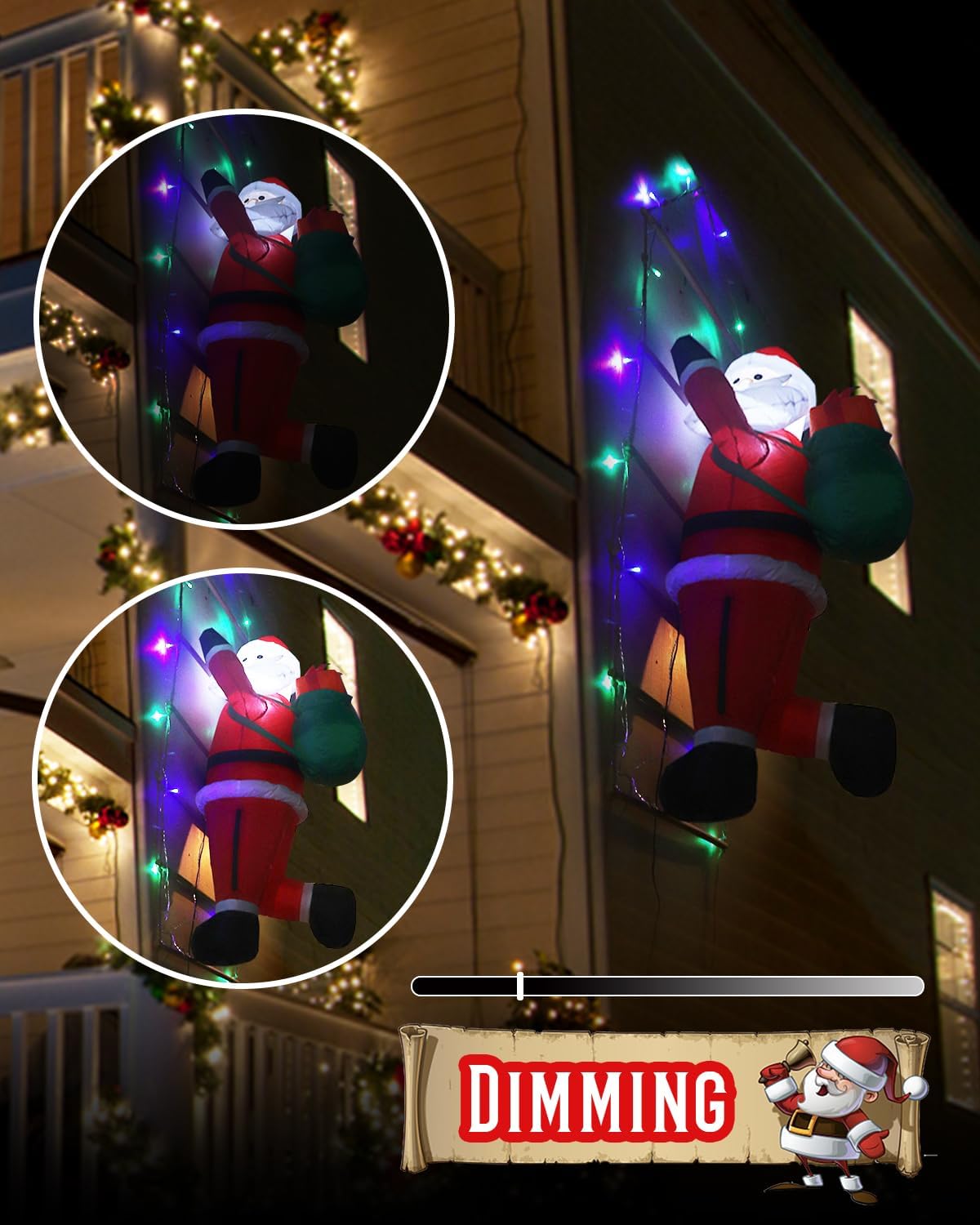 Christmas Decorative Ladder Lights with Santa Claus