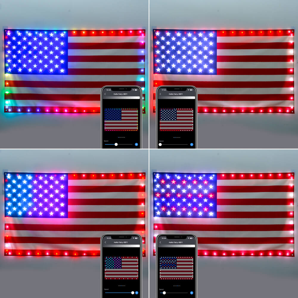 American Flag 3x5 FT with Smart String Lights