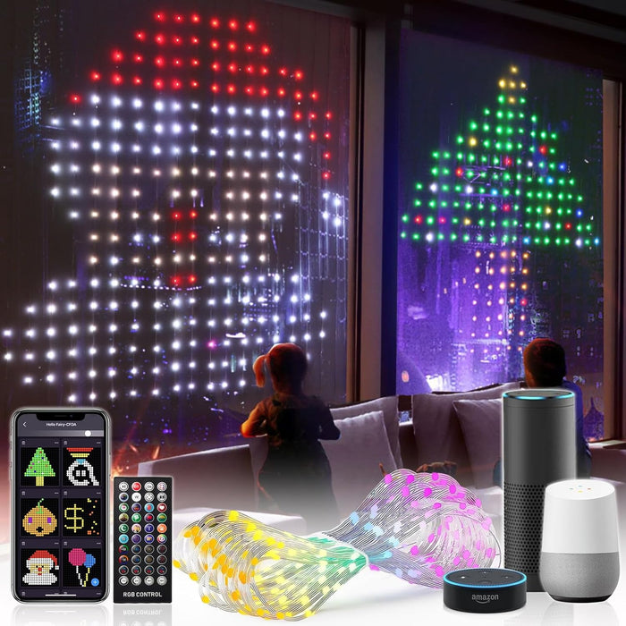 Smart Curtain Lights 540 Programmable RGBIC Fairy LED Lights 5 x 6.9ft