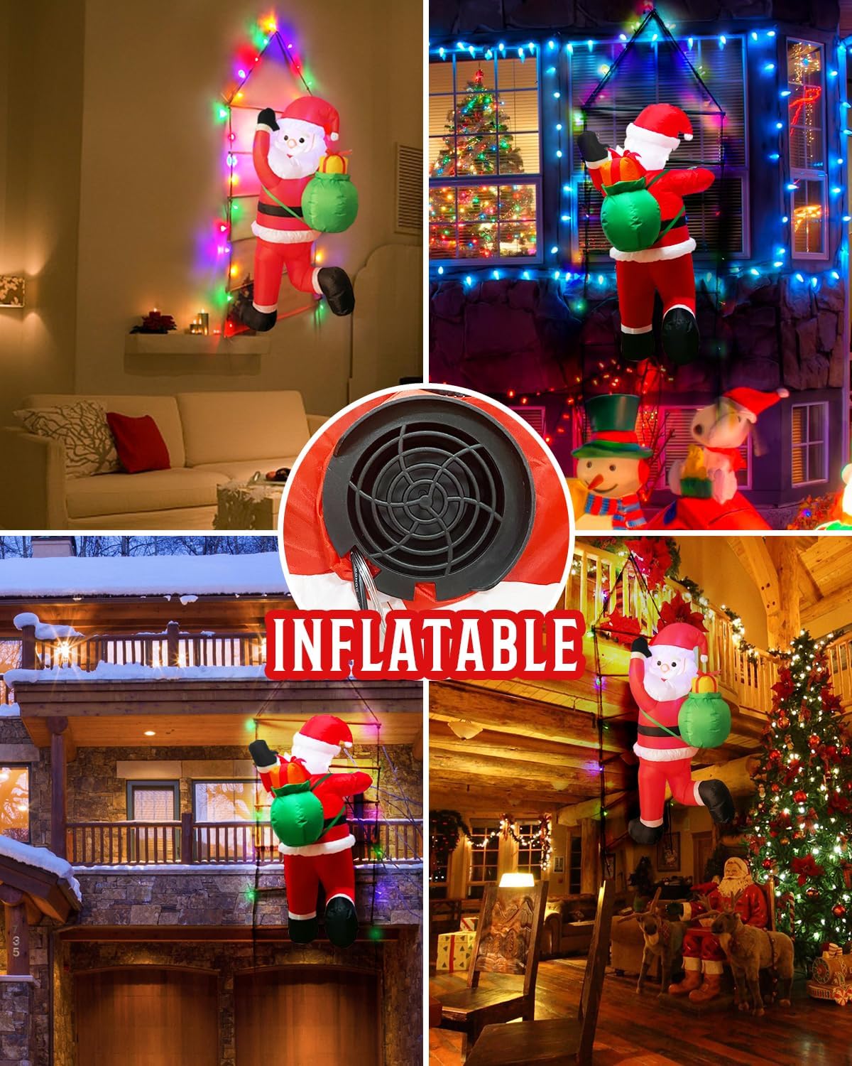 Christmas Decorative Ladder Lights with Santa Claus