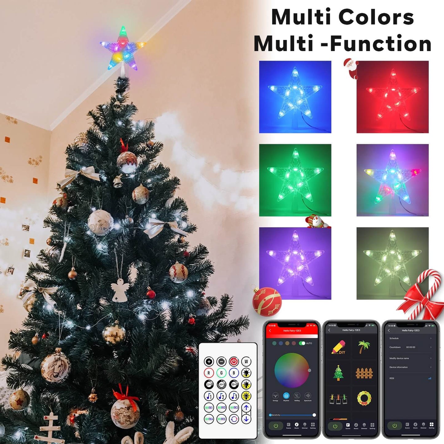 7" Christmas Star Tree Topper with Smart LED Lightings