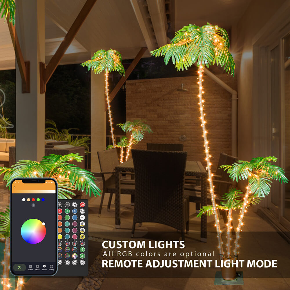 6FT/7FT Artificial Palm Trees with Smart Fairy Lights