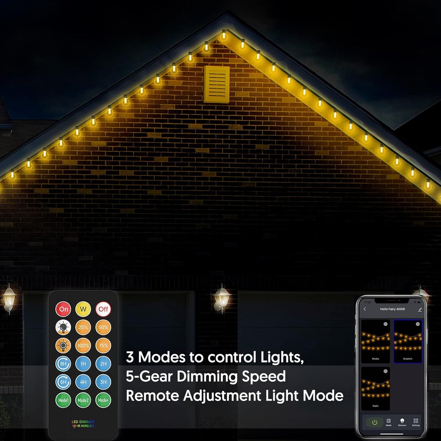 50ft/15M Patio Lights G40 Globe 25 LED Bulbs
