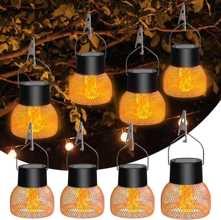 Metal Waterproof Flickering Flame Hanging Solar Lanterns