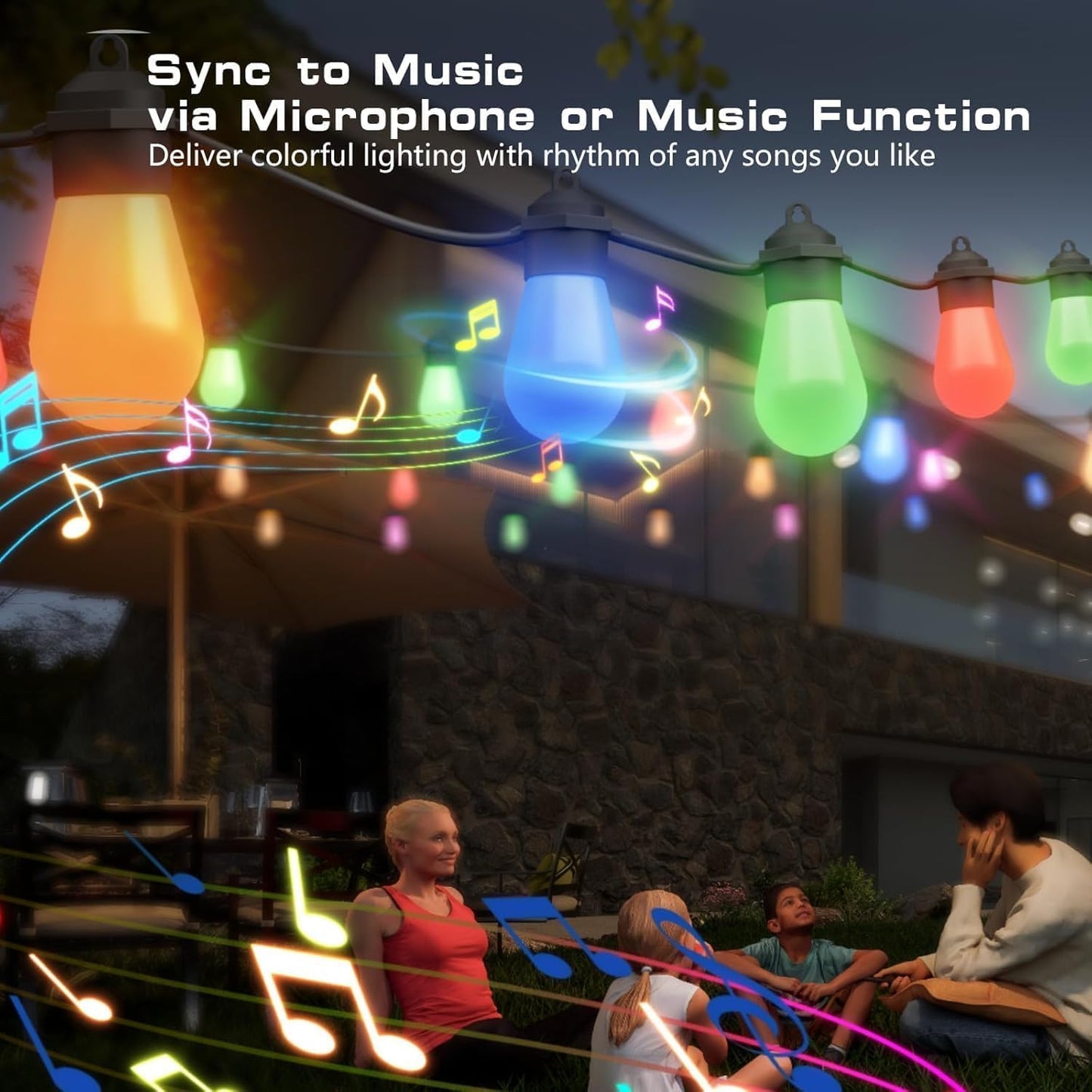 S14 Smart Outdoor String Lights 20 RGB LED Edison Bulbs 50FT/15M