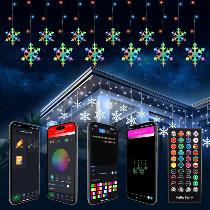 Smart Christmas Snowflake Icicle Lights