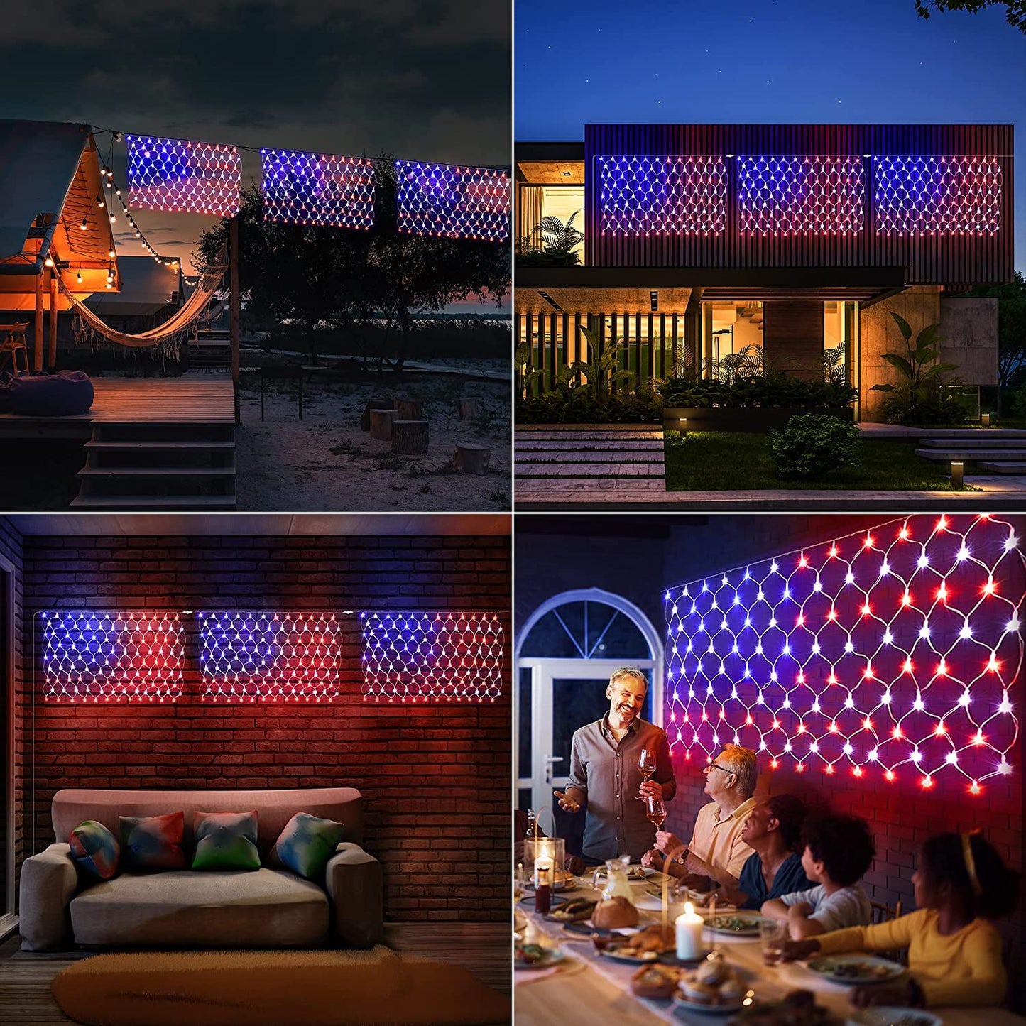 3-in-1 Upgrade 324 LED USA Flag Net Lights