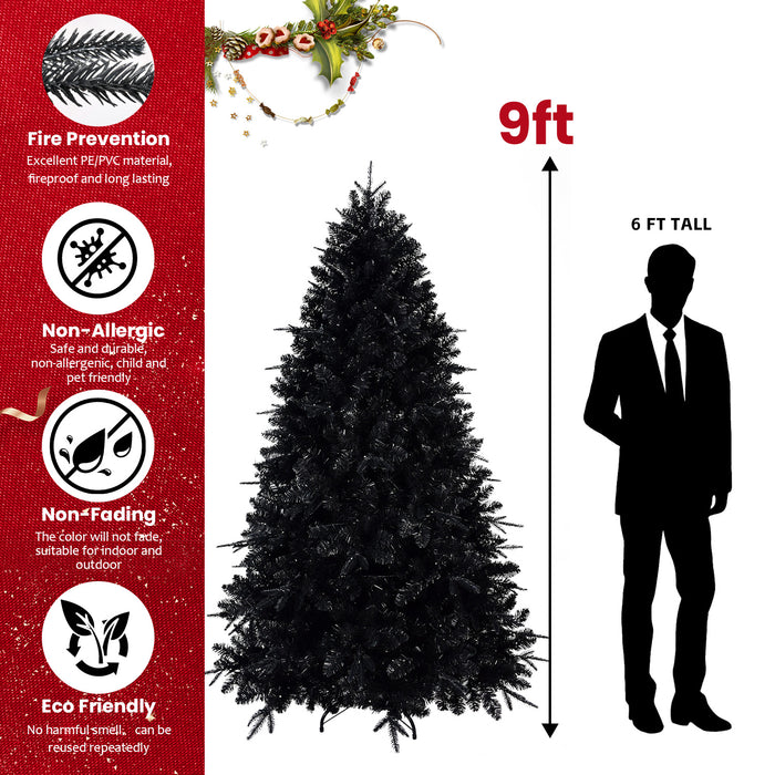 Black Pre Lit Halloween Christmas Tree