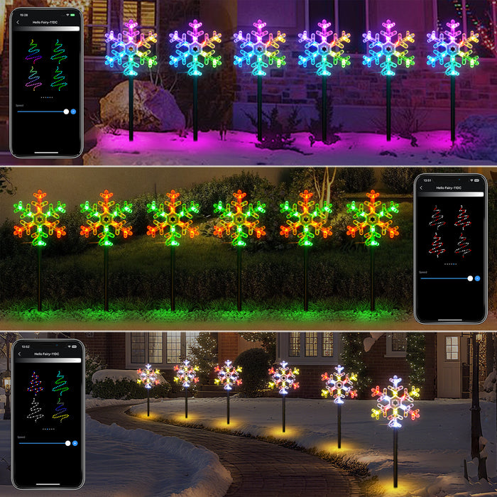 Christmas Snowflake Pathway Lights (Set of 6)