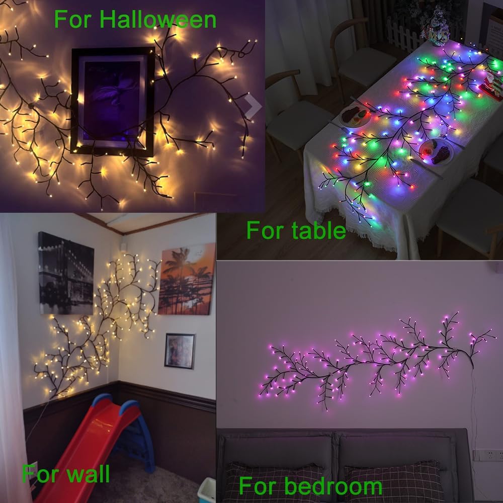 Smart RGB LED Lighted Willow Vine Lights works with Hello Fairy