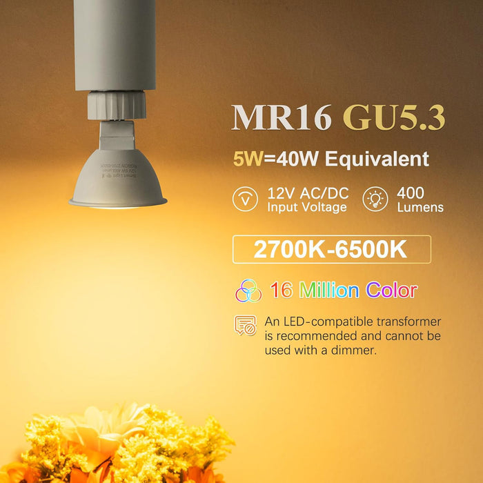 MR16 Smart Bulb RGBCW Color Changing GU5.3 DC12V/5W