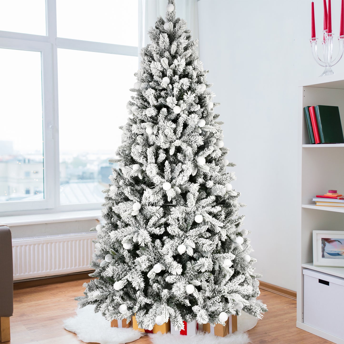 7.5FT/8FT Prelit Flocked Christmas Tree