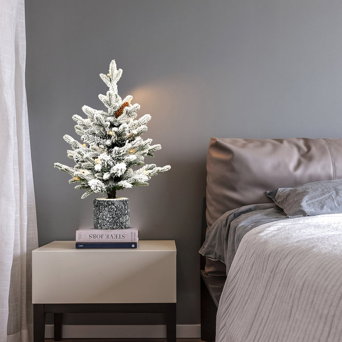 2/3/4.5/6.5-ft Pre-lit Potted Snow Flocked Christmas Tree with Warm White LED Lights