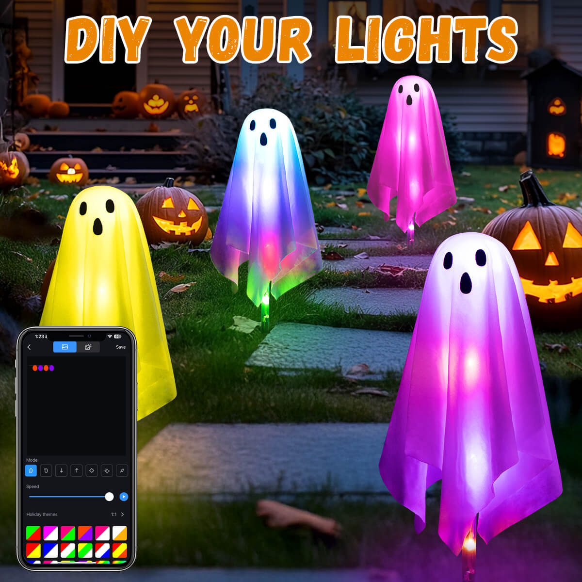 Smart Halloween Ghost Pathway Lights 4Packs