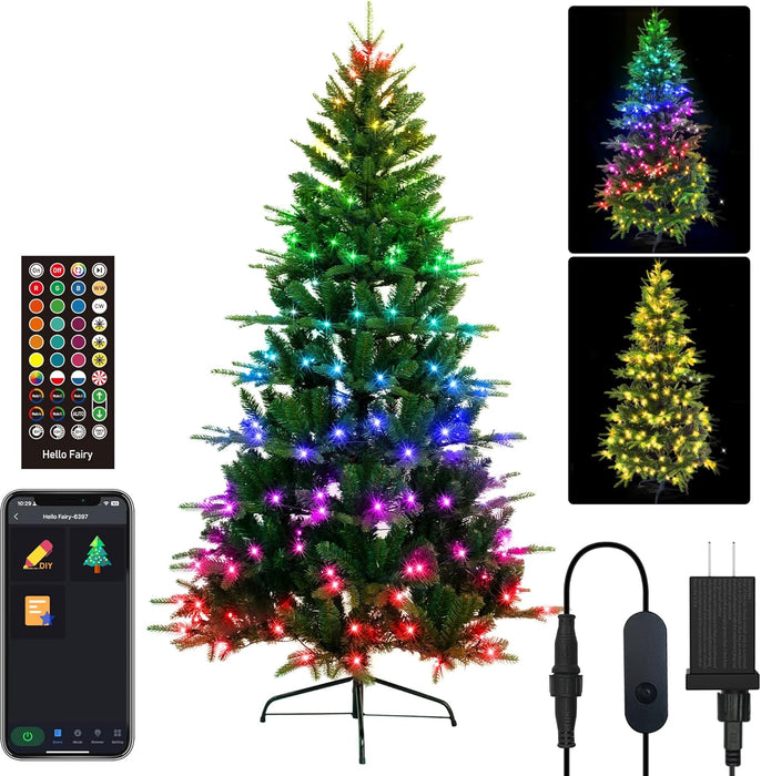 6FT Smart Prelit Artificial Christmas Tree with Topper Star