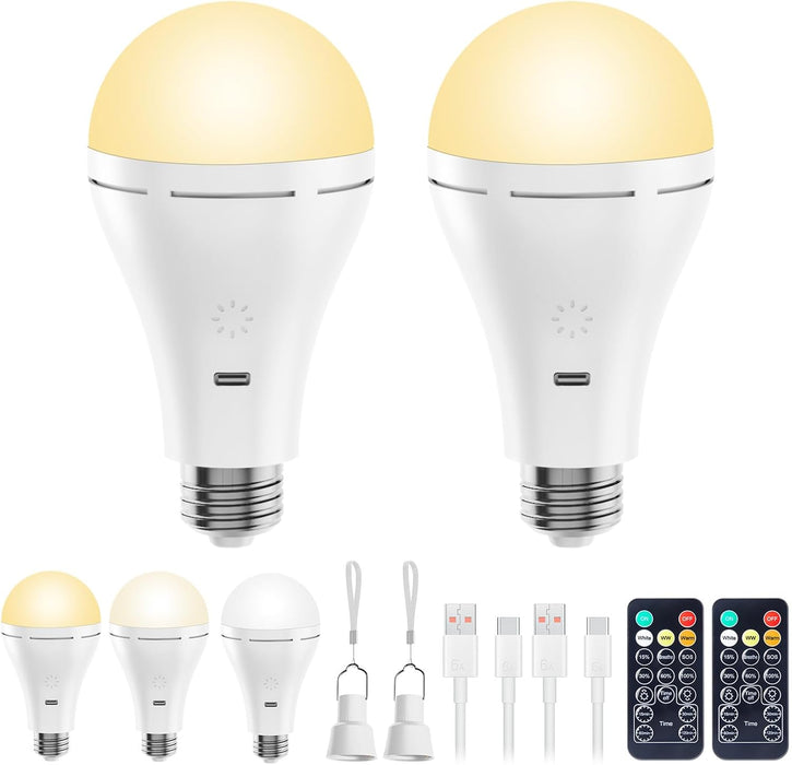 E26/E27 Rechargeable Light Bulb with Remote and Timer