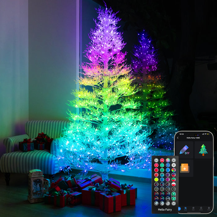 7.5ft Pre-lit White Artificial Christmas Tree with Smart Programmable LED Fairy Lights