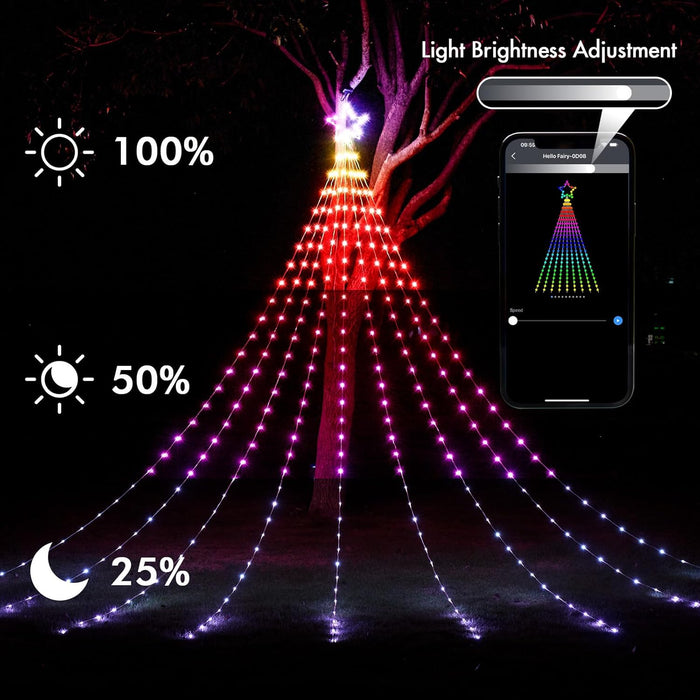 Waterfall Christmas Decorations Star String Lights 11.8FT/3.6M