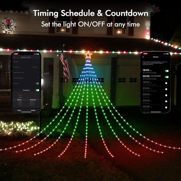 Waterfall Christmas Decorations Star String Lights 11.8FT/3.6M