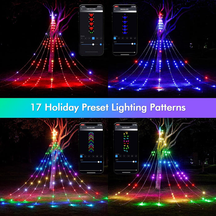 Waterfall Christmas Decorations Star String Lights 11.8FT/3.6M