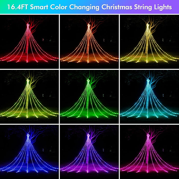 Waterfall Christmas Decorations Star String Lights 11.8FT/3.6M