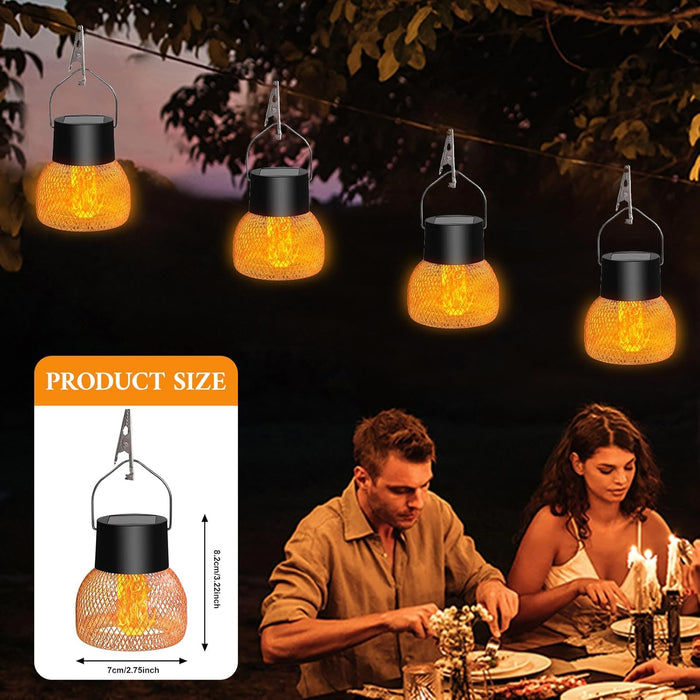 Metal Waterproof Flickering Flame Hanging Solar Lanterns