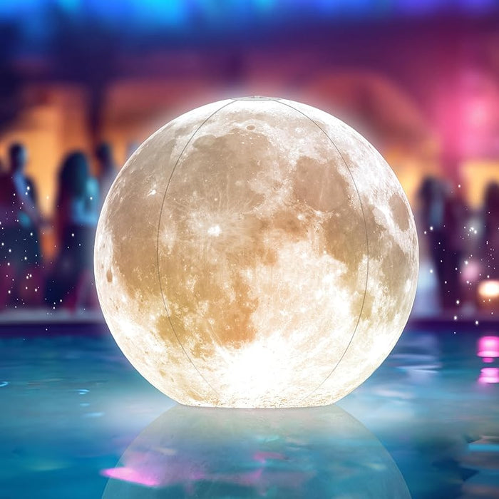 14" Full Moon Floating Inflatable Pool Lights Solar Powered 2-PACK