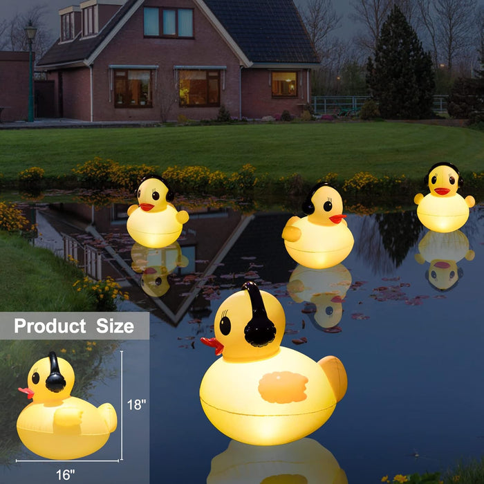 16 inch Glow Duck Pool Light Inflatable Solar Powered
