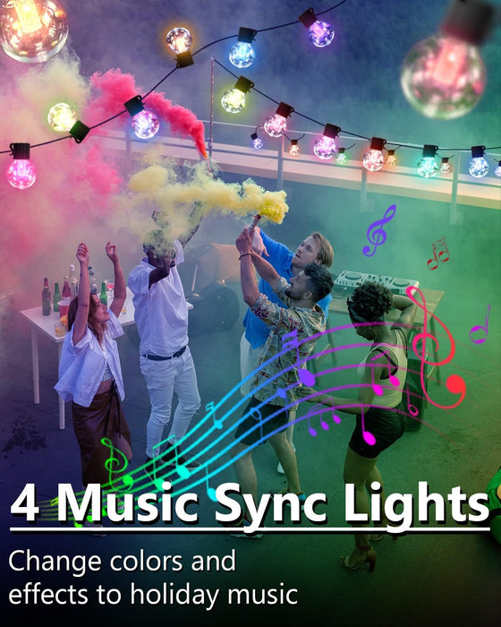 Solar String Lights App& Remote Control Patio Lights with RGB 53ft 25 LED