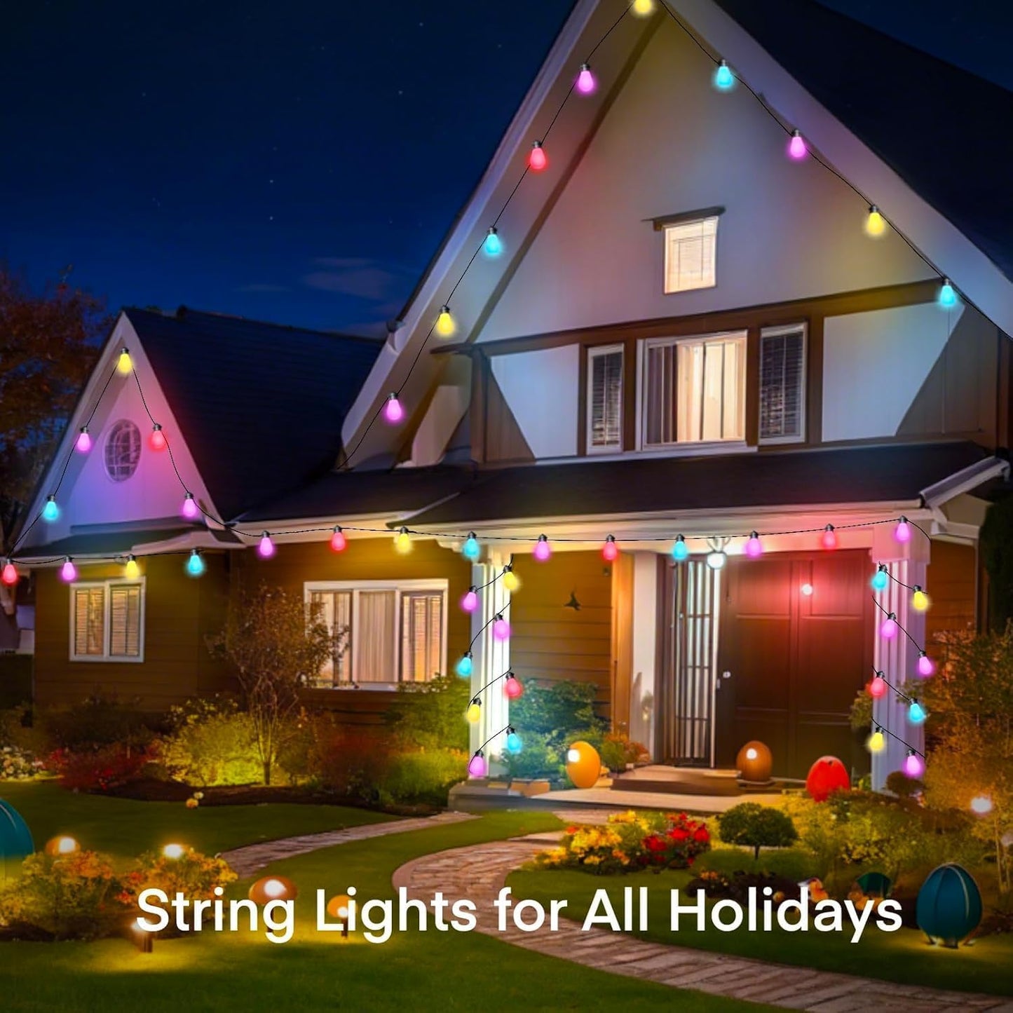 S14 Smart Outdoor String Lights 20 RGB LED Edison Bulbs 50FT/15M
