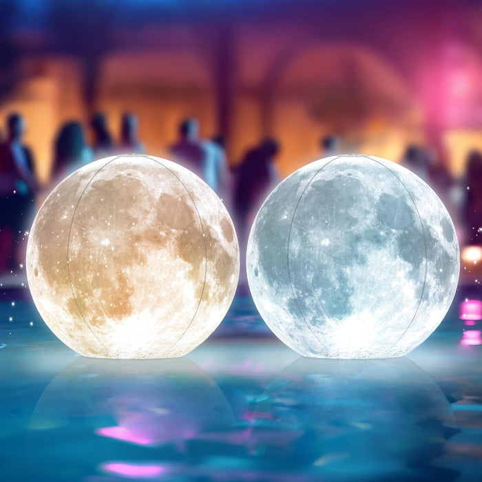 14" Full Moon Floating Inflatable Pool Lights Solar Powered 2-PACK