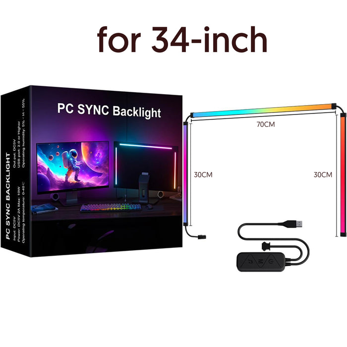 PC Sync Backlight for 24"-34" Gaming Display RGB Phantom Ambiance Light Bar
