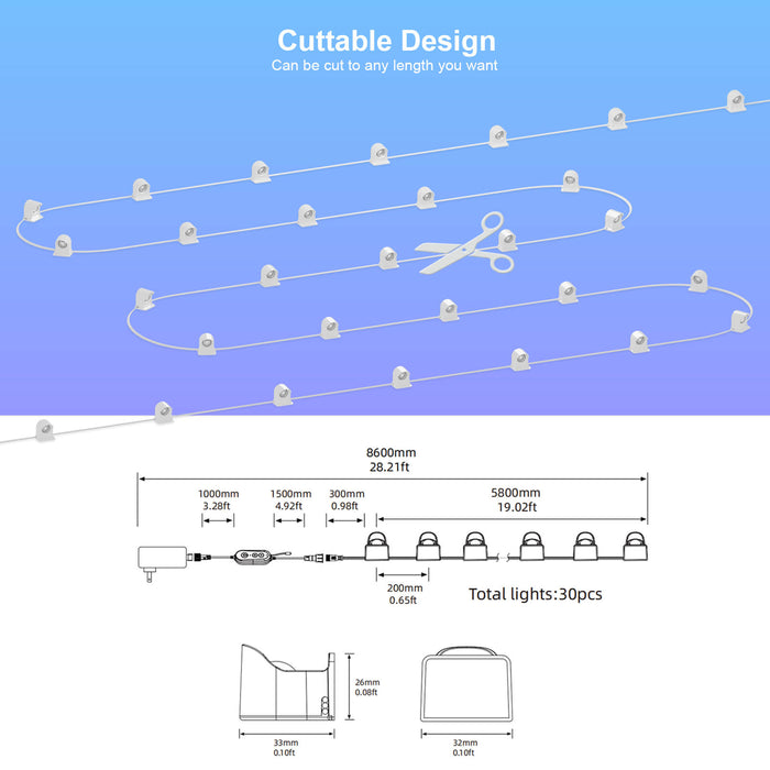 Indoor Smart String Downlights 28FT/30LEDs