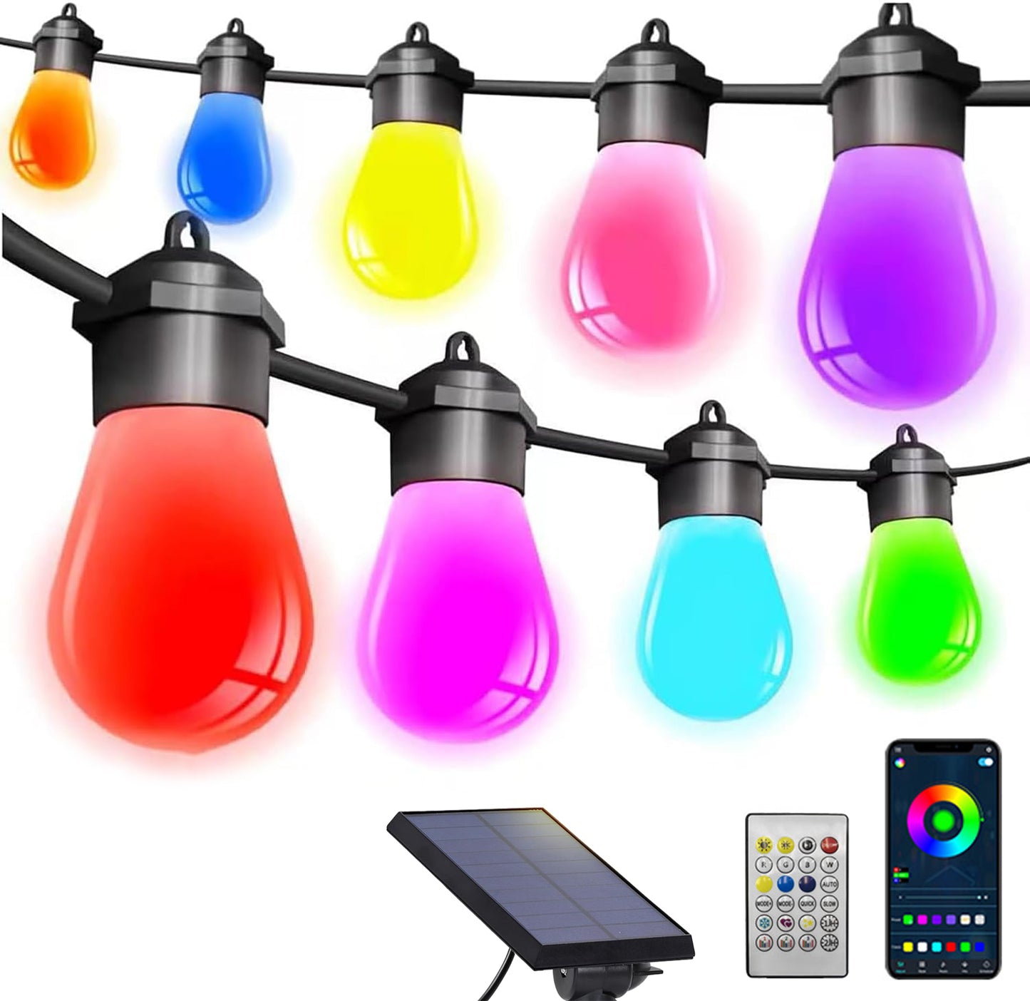 S14 Smart Outdoor String Lights 20 RGB LED Edison Bulbs 50FT/15M