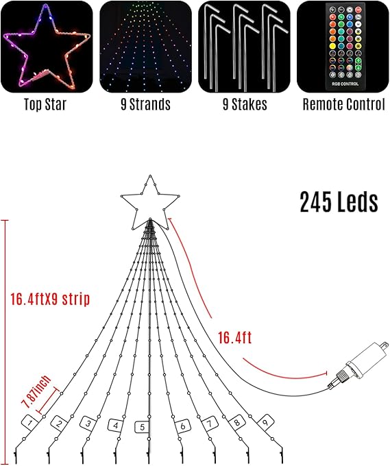 Waterfall Christmas Decorations Star String Lights (DIP LED Version)