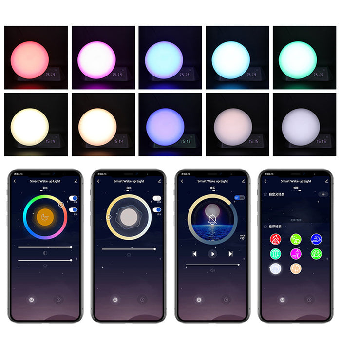Smart Wake Up Light Alarm Clock BT Speaker Works with Alexa