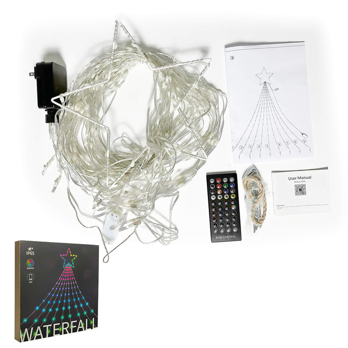 Waterfall Christmas Decorations Star String Lights 11.8FT/3.6M