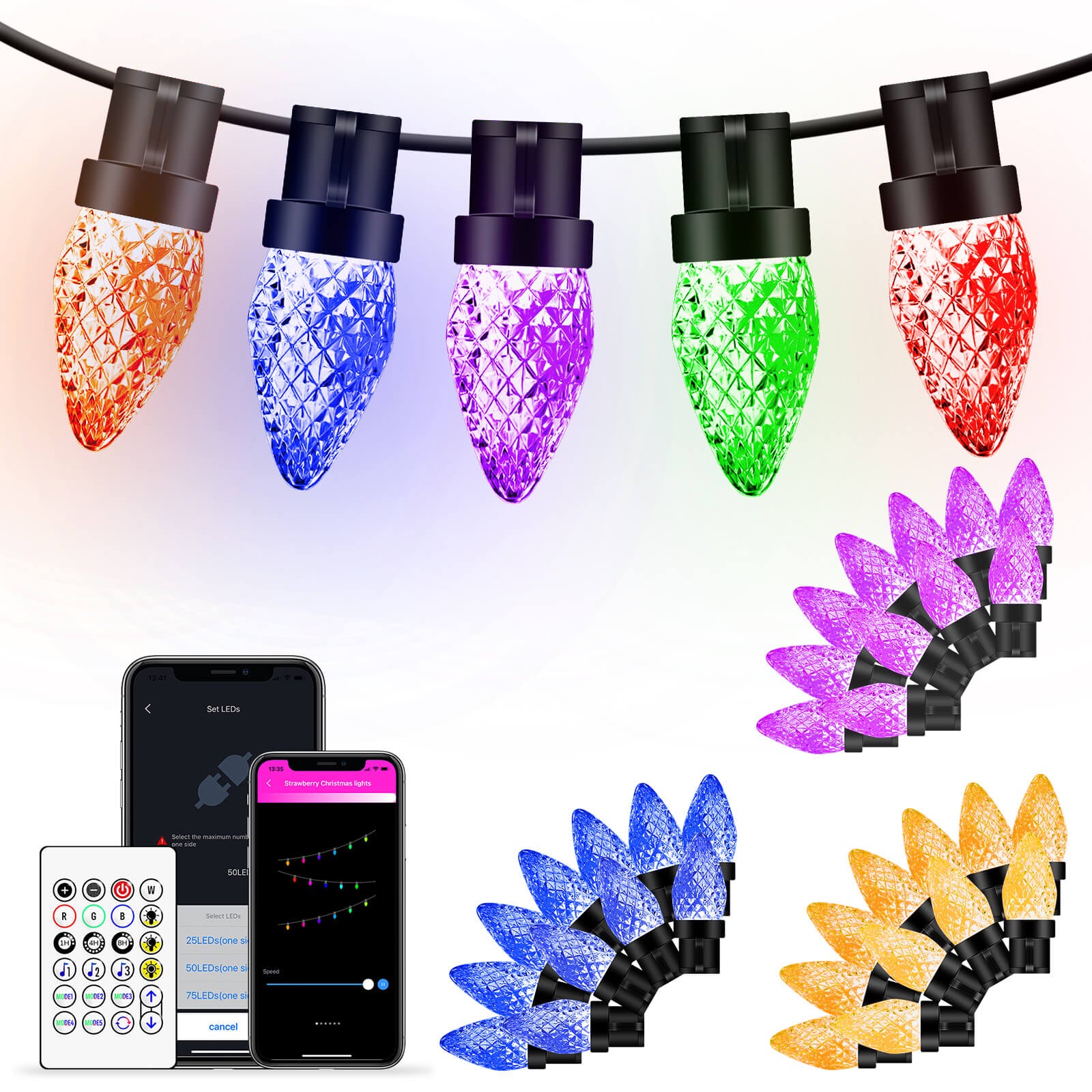 Smart Color Changing Christmas Lights App Control, Work with Alexa & G
