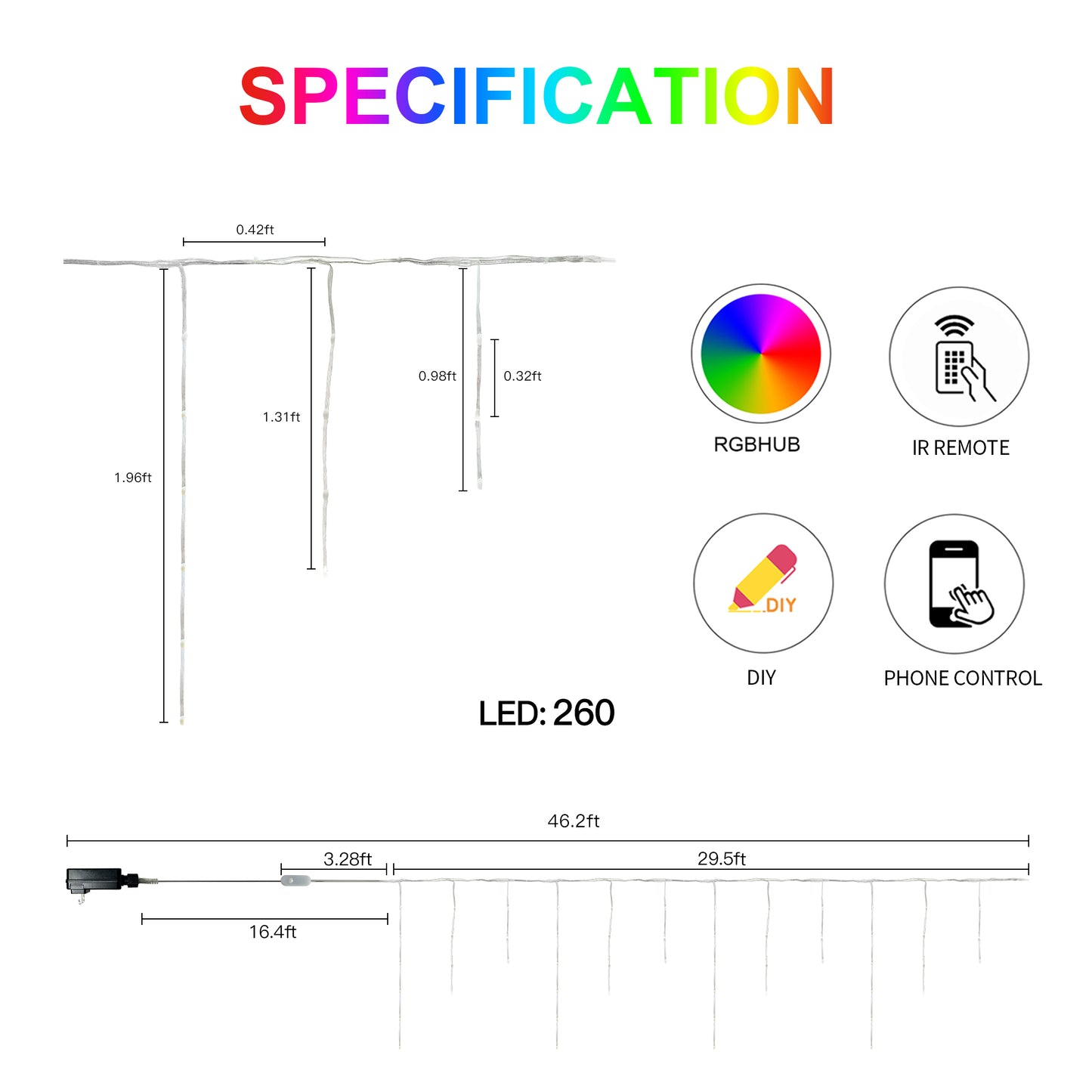 Programmable 33ft RGBIC Icicle Holiday Lights Outdoor Waterproof App-controlled