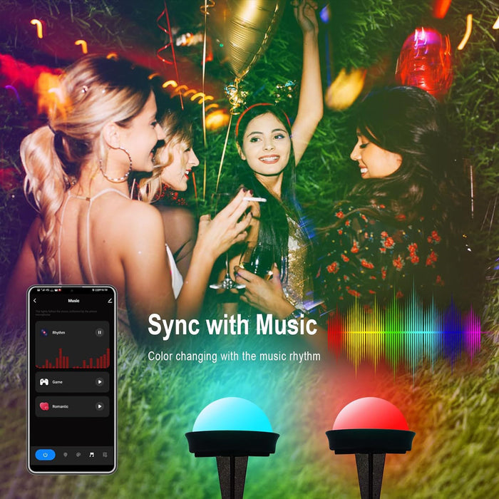 Smart Outdoor Ground Lights RGBW Color Changing Pathway Lights Wired IP65 Waterproof Landscape Lighting with App & Alexa Control