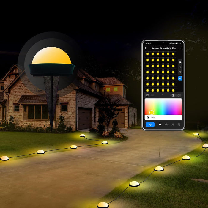 Smart Outdoor Ground Lights RGBW Color Changing Pathway Lights Wired IP65 Waterproof Landscape Lighting with App & Alexa Control