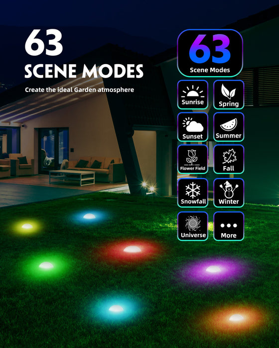 Smart Outdoor Ground Lights RGBW Color Changing Pathway Lights Wired IP65 Waterproof Landscape Lighting with App & Alexa Control