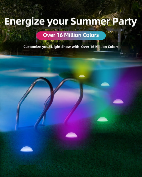 Smart Outdoor Ground Lights RGBW Color Changing Pathway Lights Wired IP65 Waterproof Landscape Lighting with App & Alexa Control