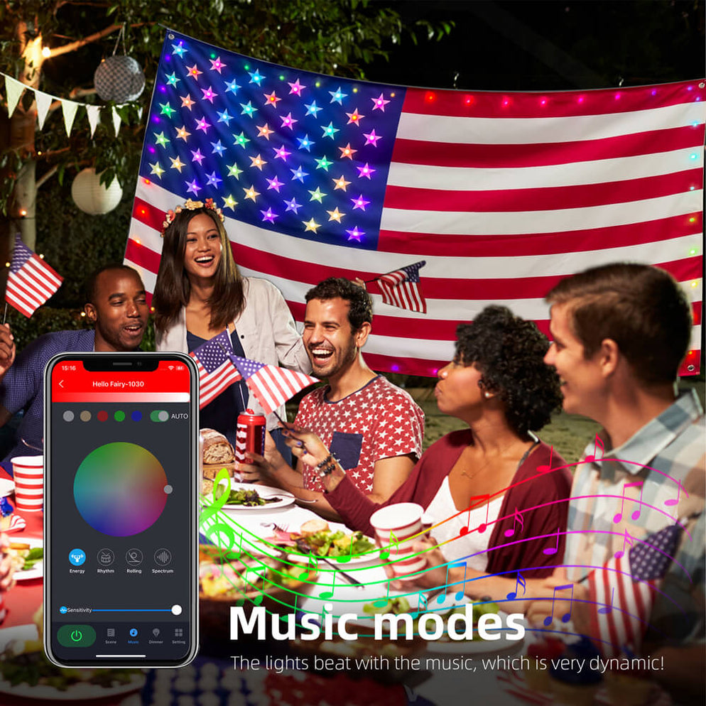 American Flag 3x5 FT with Smart String Lights — AvatarControls